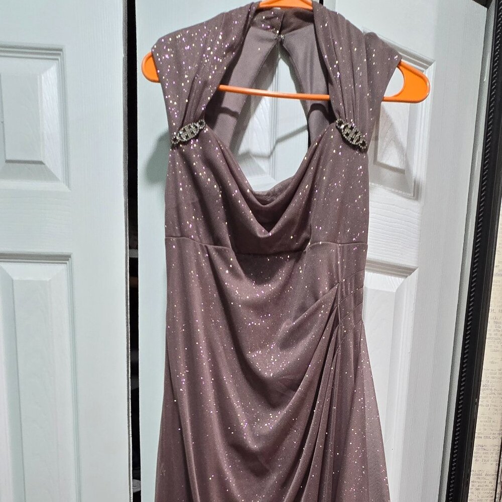 Prom or party dress brown  shimmery long dress